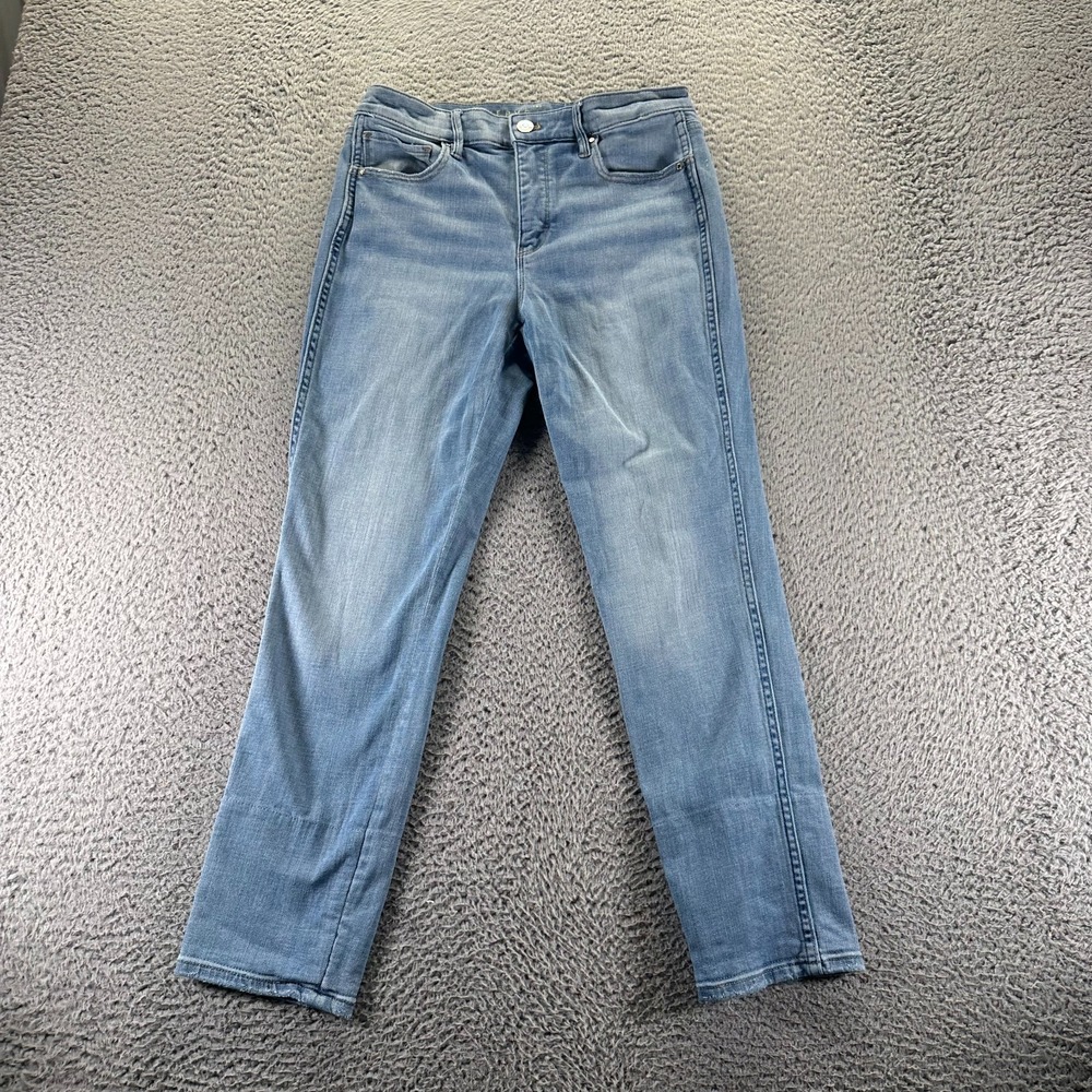 White House Black Market Jeans Womens 8P Blue Denim Crop Straight Slim High Rise